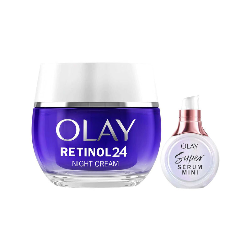 Olay skincare bundle Retinol 24 Night Cream 50ml and Super Serum 14ml, imported from the UK