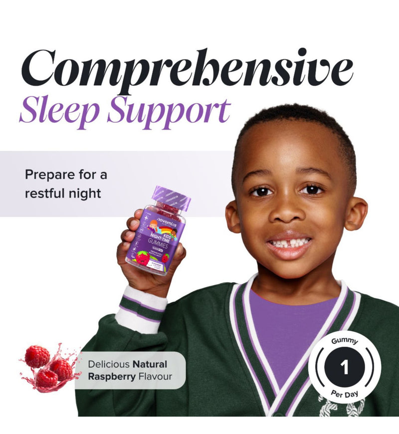 Novomins Kids Night Time Gummies Raspberry 30 gummies, UK version