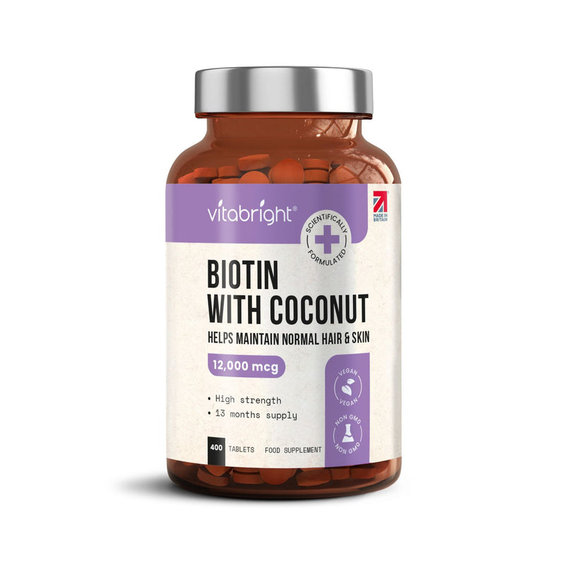 Vitabright biotin tablets 12,000mcg 400 tablets, UK version