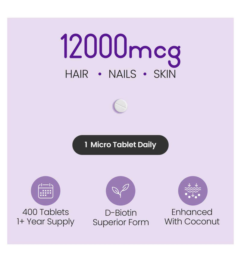 Vitabright biotin tablets 12,000mcg 400 tablets, UK version