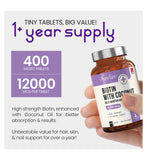 Vitabright biotin tablets 12,000mcg 400 tablets, UK version