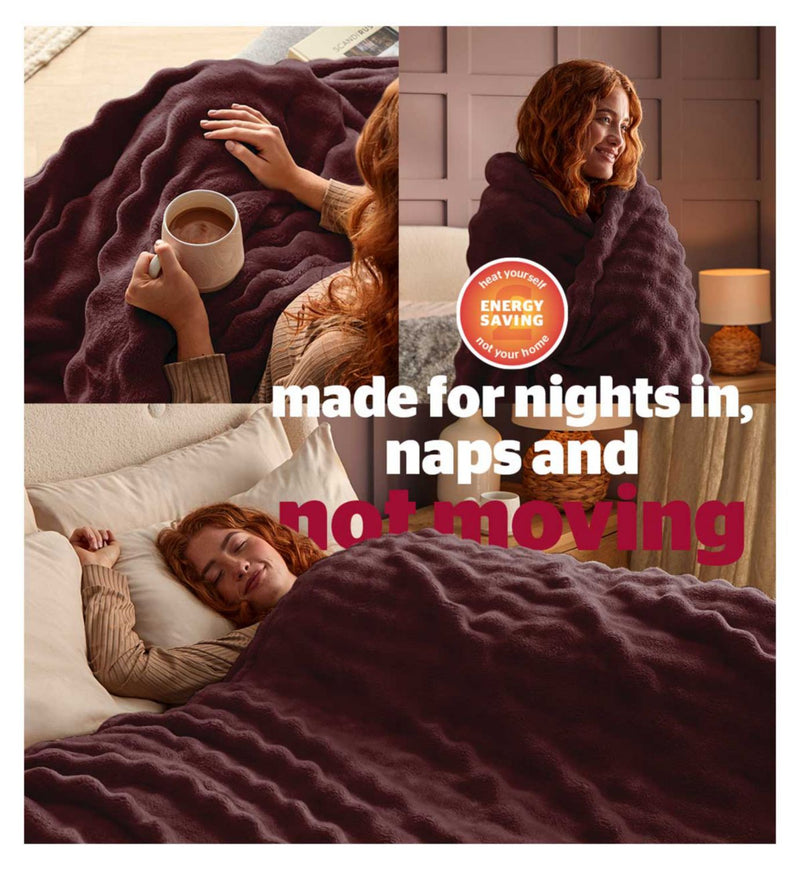 Silentnight Snugsie bubble fleece blanket berry (British brand)