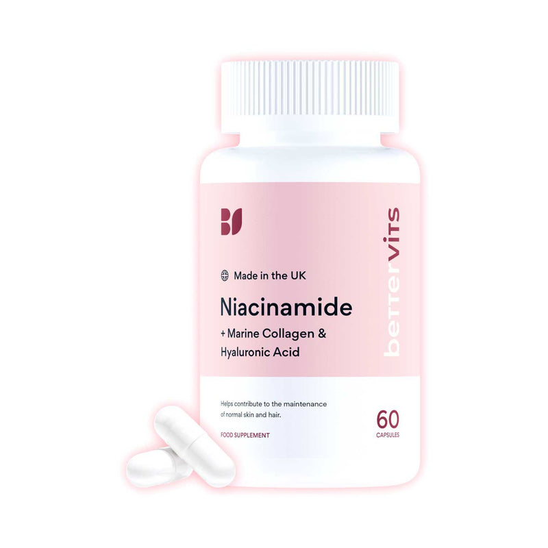 Bettervits Niacinamide Capsules 60 capsules, imported from the UK