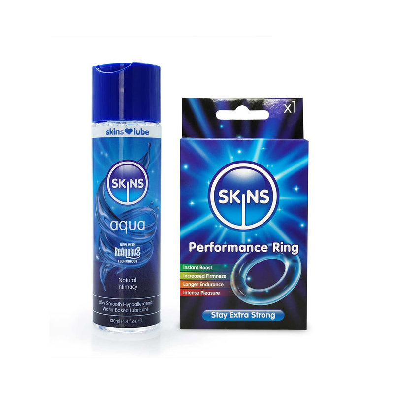 Skins Pleasure Pack bundle with lubricant and ring (British brand)