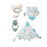 Cheeky Chompers baby teething gift set with bib and teethers, UK version