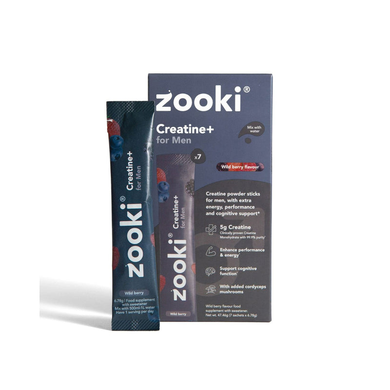 Zooki creatine supplement wild berry flavour 7 sachets (British brand)