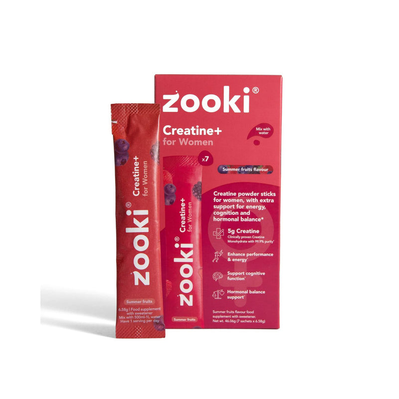 Zooki Creatine+ for Women summer fruits sachets, imported from the UK