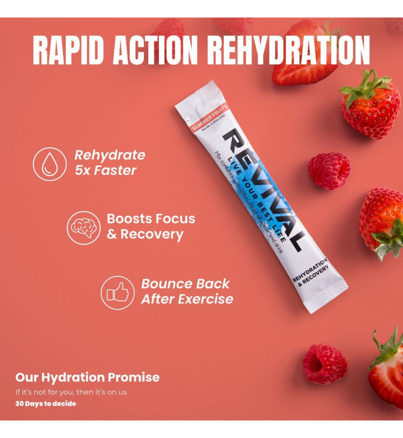 Revival electrolyte powder Summer Fruits 12 pack, imported from the UK