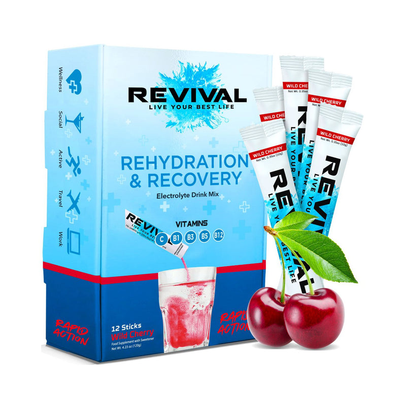 Revival electrolyte powder sachets Wild Cherry 12 pack (British brand)