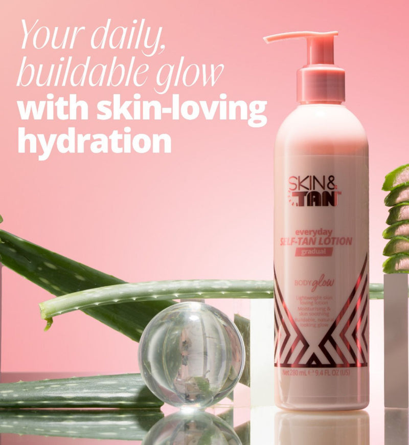 SKIN & TAN Body Glow self tan lotion medium 280ml, imported from the UK