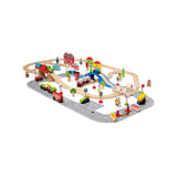 Bigjigs Rail wooden train set City Road and Railway set 105 pieces, UK version