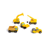 Bigjigs wooden construction vehicles bright yellow 5 pieces, UK version