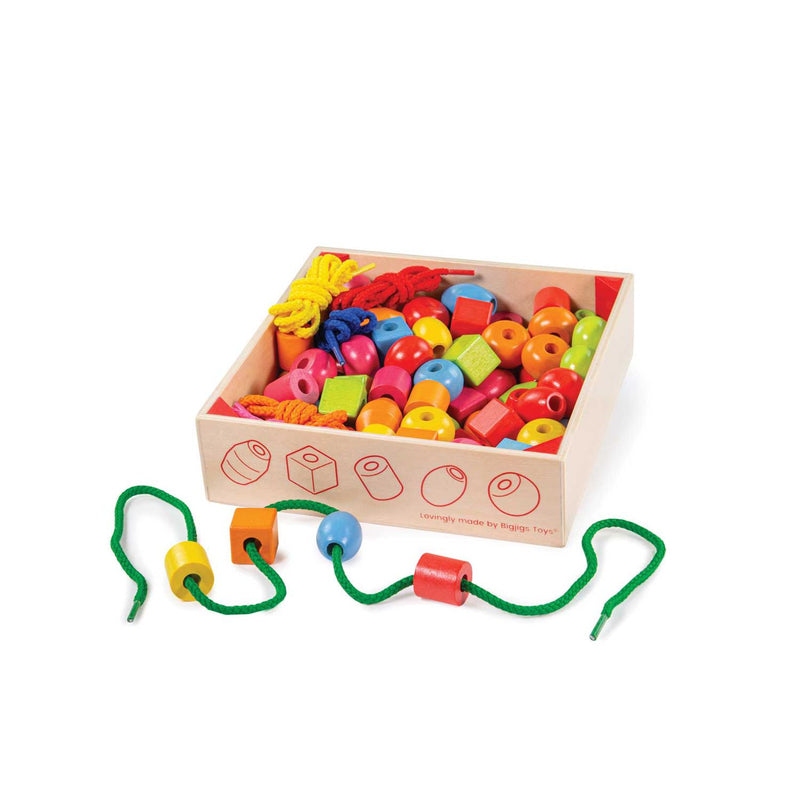 Bigjigs Toys lacing beads 90 beads 6 laces - British product