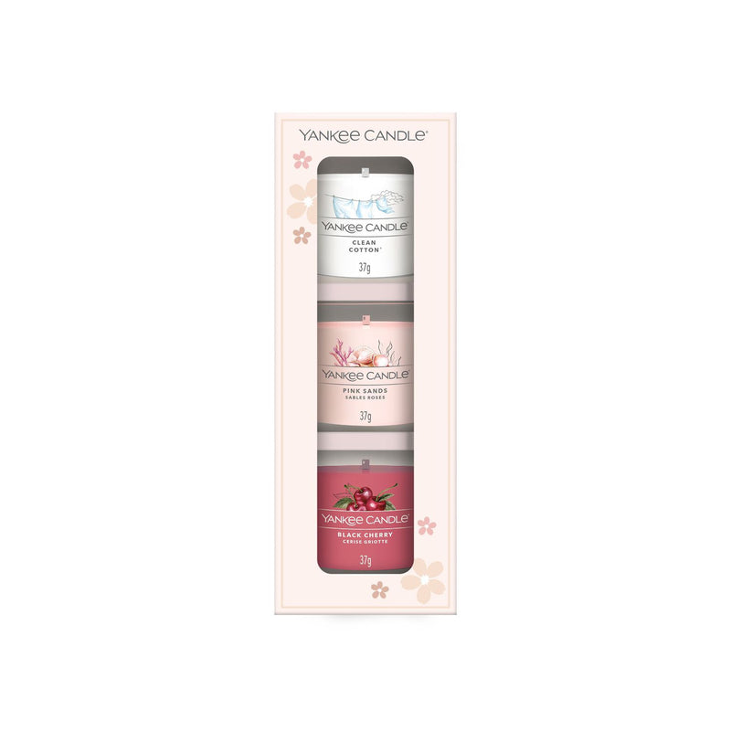 Yankee Candle mini votive trio Black Cherry Pink Sands Clean Cotton (British brand)