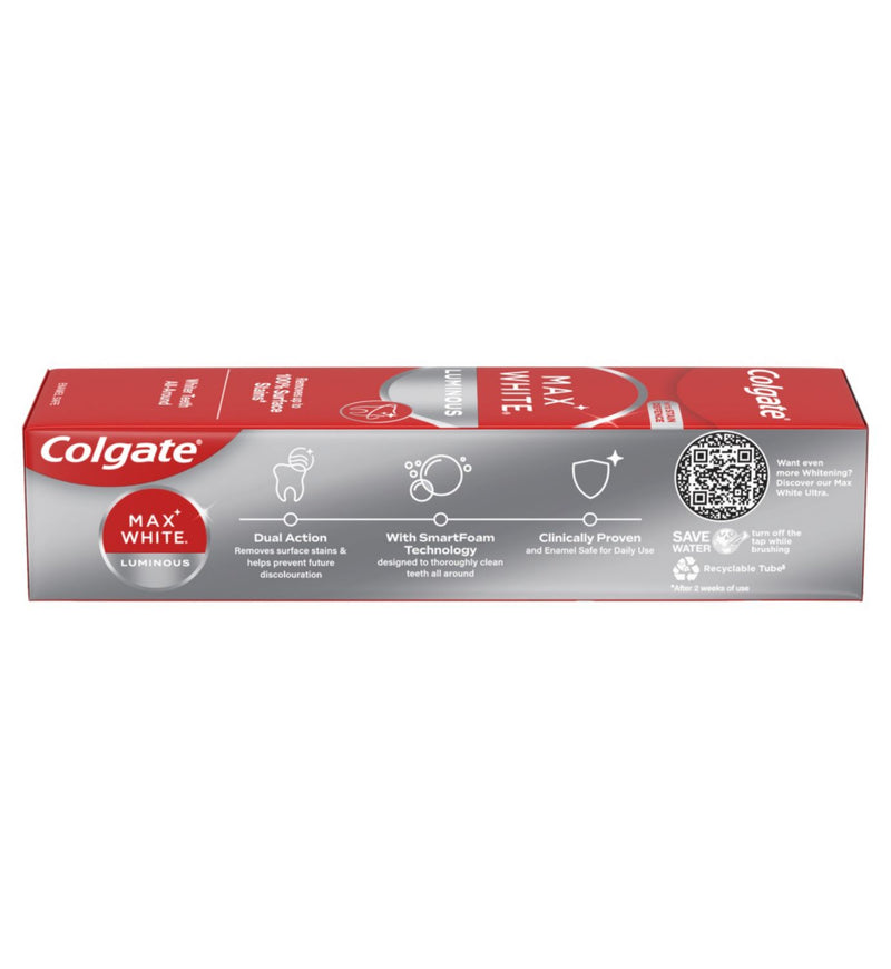 Colgate Max White Luminous toothpaste 75ml, imported from the UK