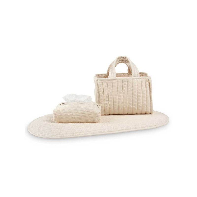Cuddleco Changing Set Cashmere Waffle, imported from the UK