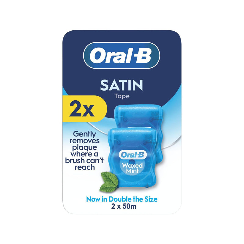 Oral-B Satin Tape waxed dental floss mint flavour 50m (British brand)