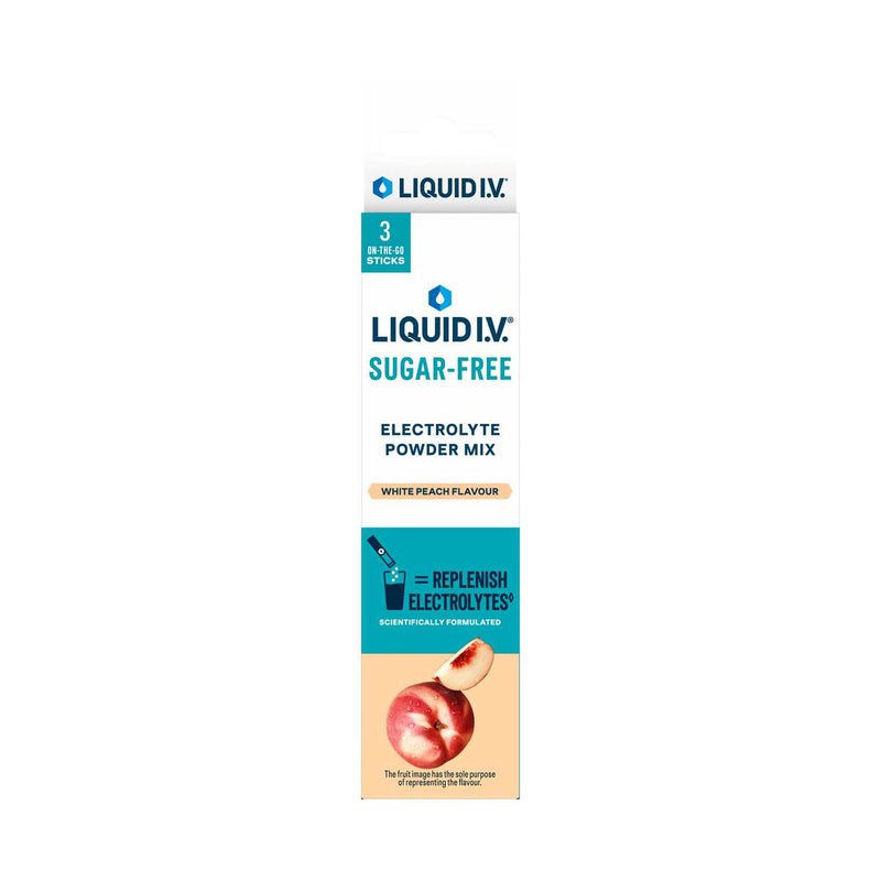 Liquid I.V. Sugar Free White Peach Electrolyte Powder 3 sachets (British brand)