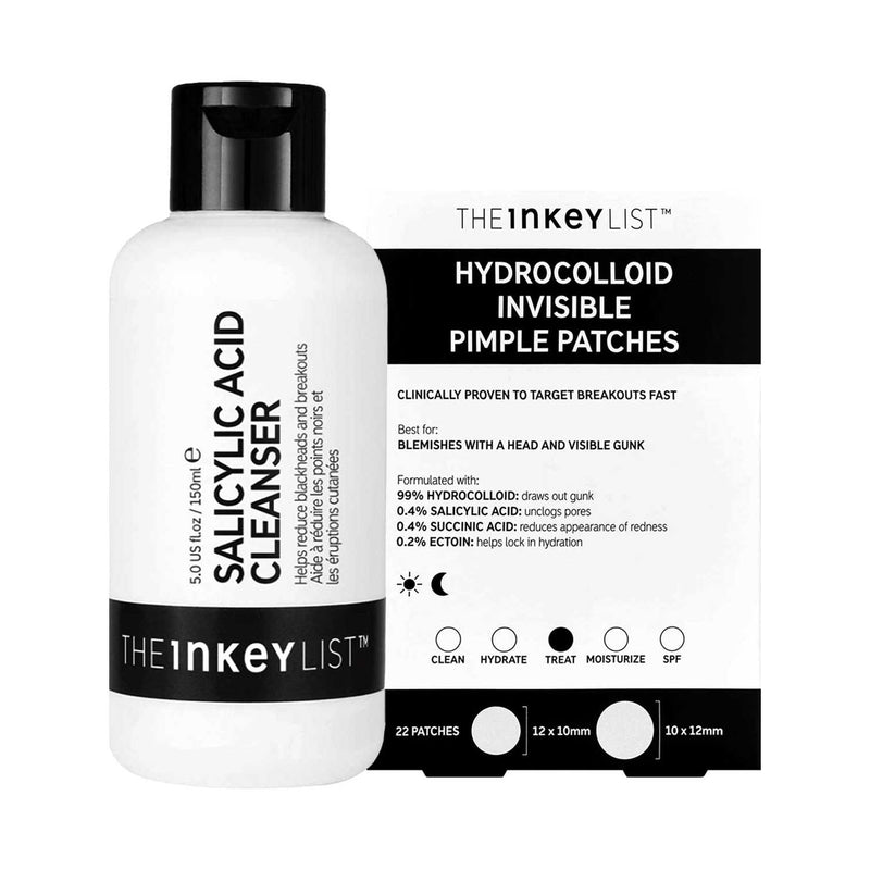 INKEY Salicylic Acid Cleanser and Pimple Patches set 150ml, imported from the UK