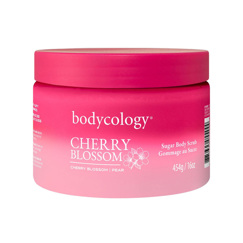 Bodycology exfoliating sugar body scrub cherry blossom 454g, imported from the UK