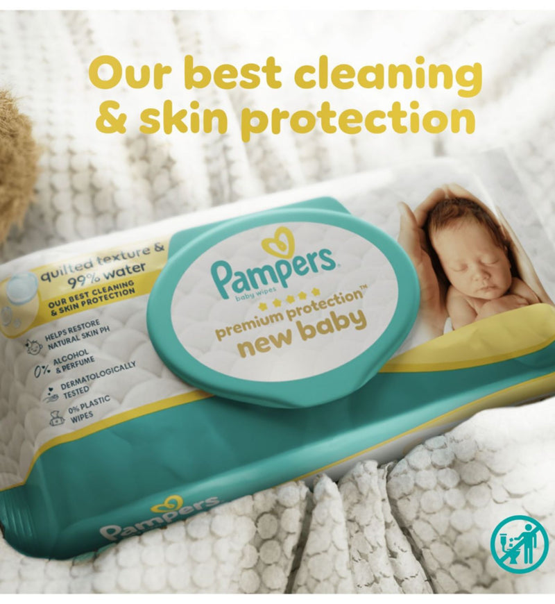 Pampers New Baby Wipes plastic free, UK version