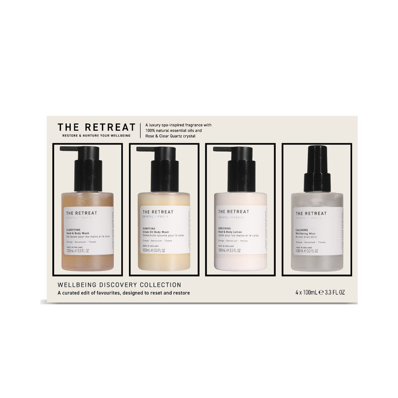 THE RETREAT wellbeing discovery collection set of 4 x 100ml, imported from the UK