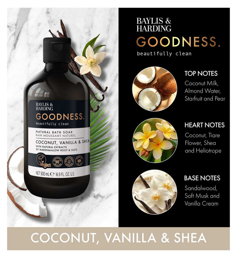 Baylis & Harding coconut vanilla shea butter bath soak 500ml, UK version