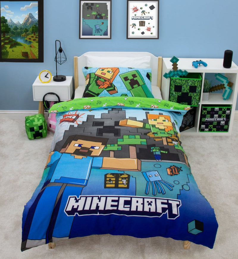 Minecraft single duvet set with Steve and Alex design (British brand)