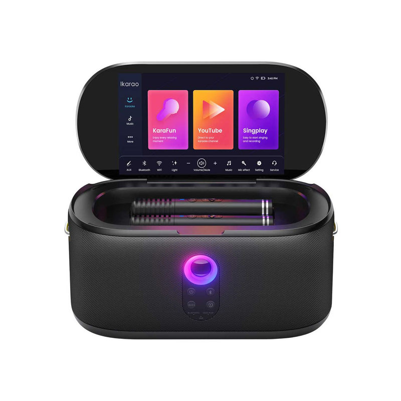 Ikarao Shell S1 smart multimedia speaker with touchscreen and microphones, imported from the UK