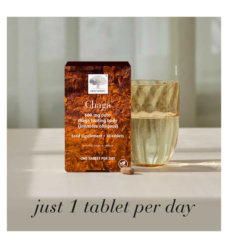 New Nordic Chaga mushroom supplement 30 tablets, imported from the UK