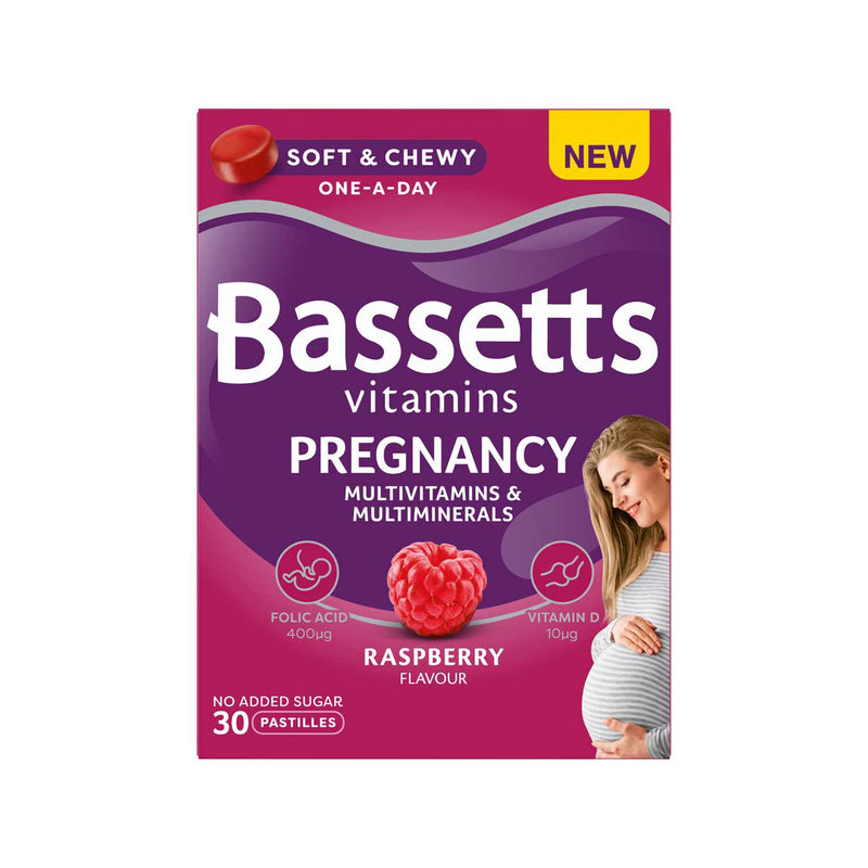 Bassetts pregnancy multivitamins raspberry flavour 30 gummies, imported from the UK