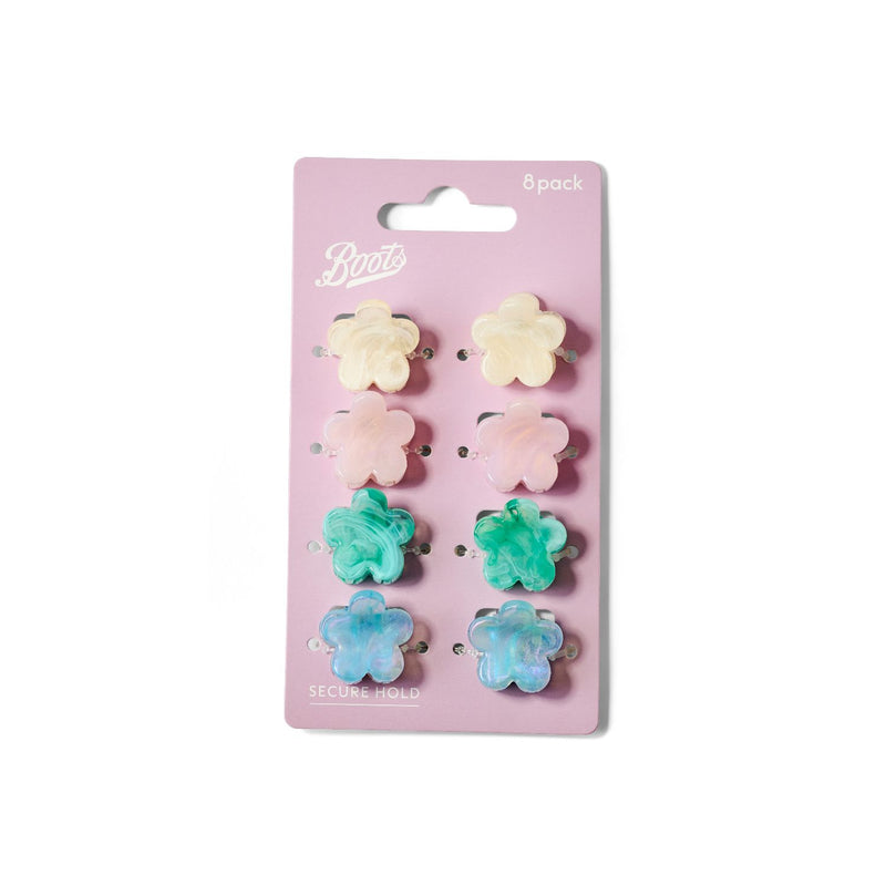Boots mini flower marble hair clips 8s (British brand)