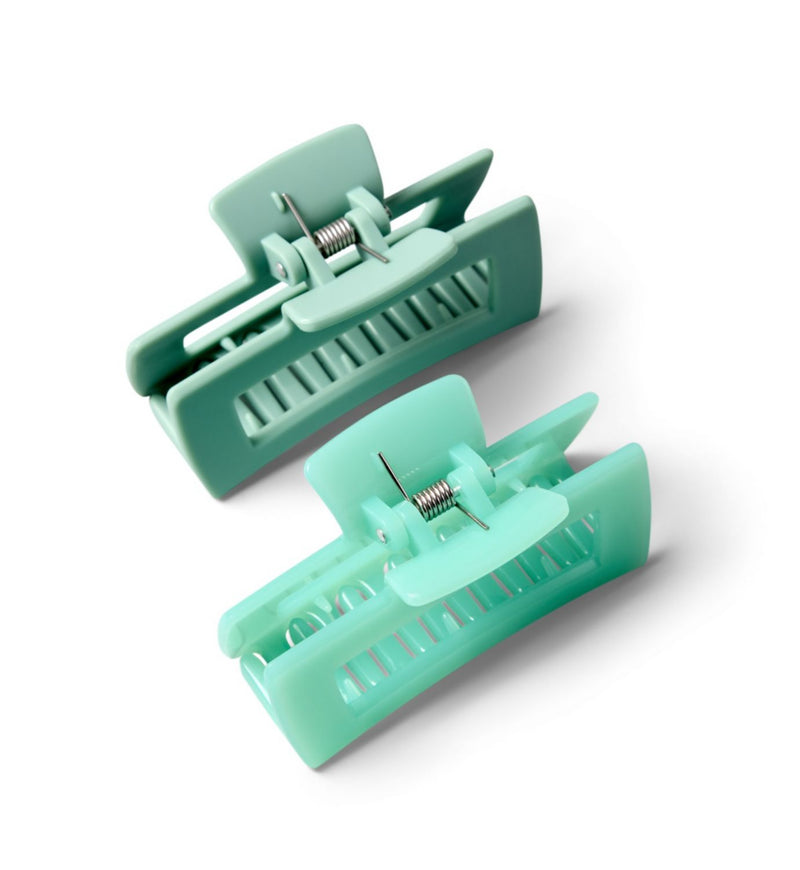 Boots green rectangle jaw clips 2-pack, imported from the UK