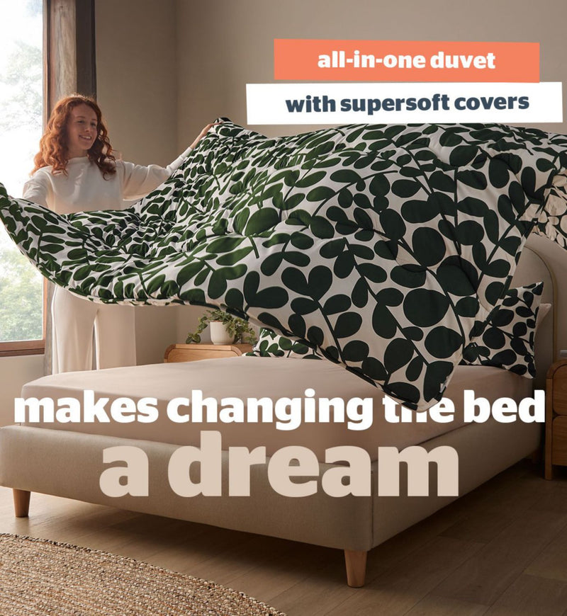 Silentnight coverless duvet set leaf print single 10.5 tog, UK version