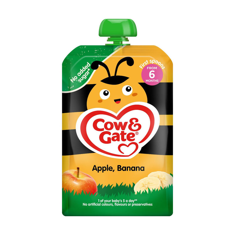 Cow & Gate Apple & Banana baby food pouch (British brand)