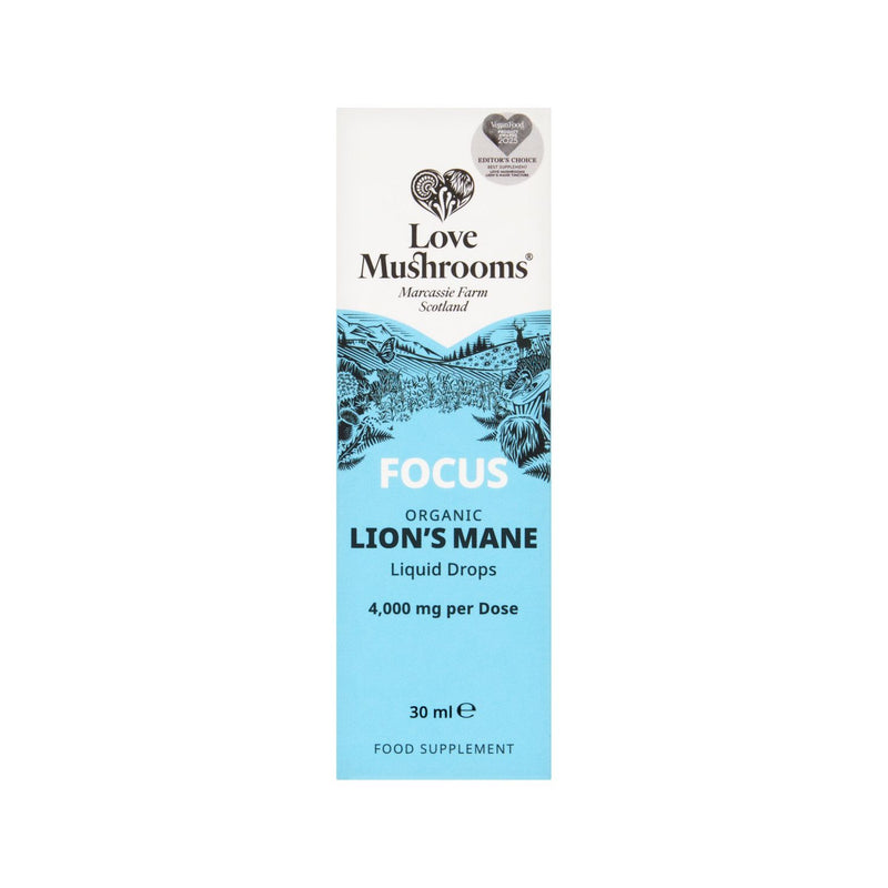 Love Mushrooms Lion's Mane Drops 30ml, imported from the UK