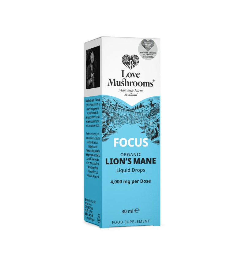 Love Mushrooms Lion's Mane Drops 30ml, imported from the UK