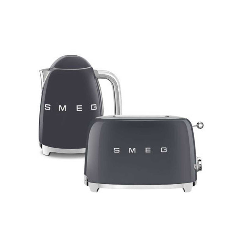 Smeg 1.7L kettle and 2-slice toaster in Slate Grey (British brand)
