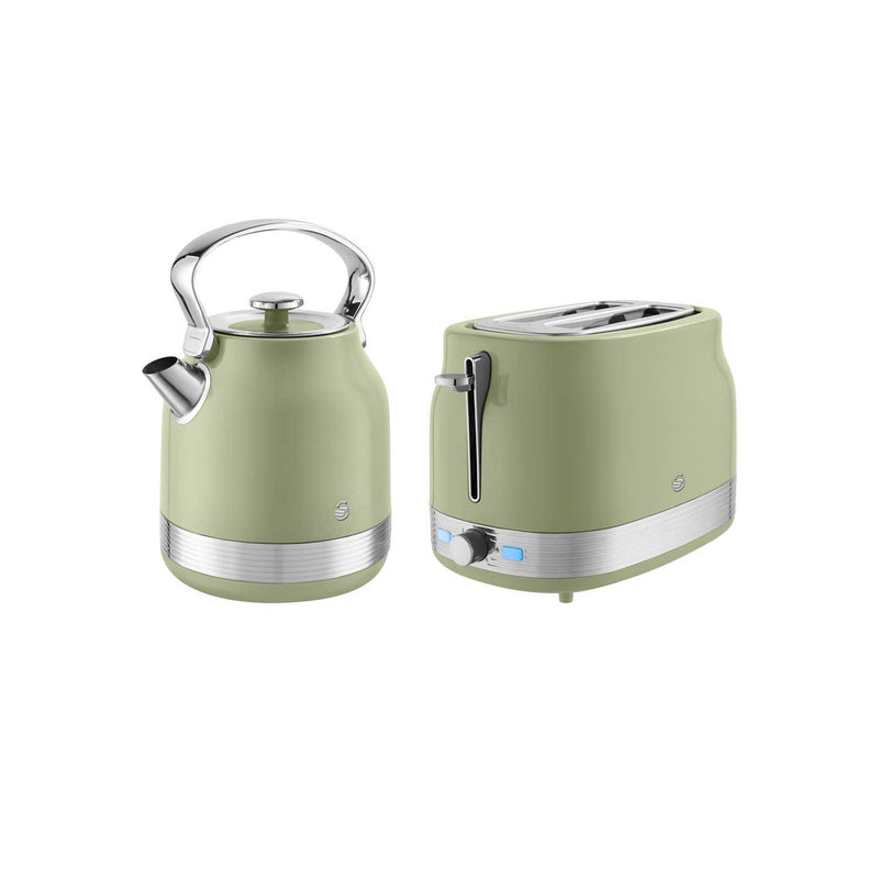 Swan retro kettle toaster set green chrome - British product