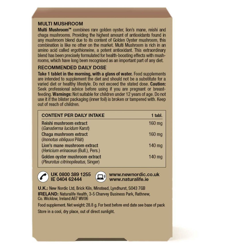 New Nordic Multi Mushroom 30 tablets - British product