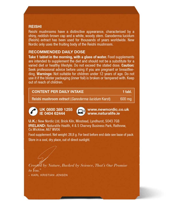 New Nordic Reishi supplement 30 tablets (British brand)