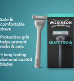 Wilkinson Sword Quattro men's razor and 9 blade refills (British brand)