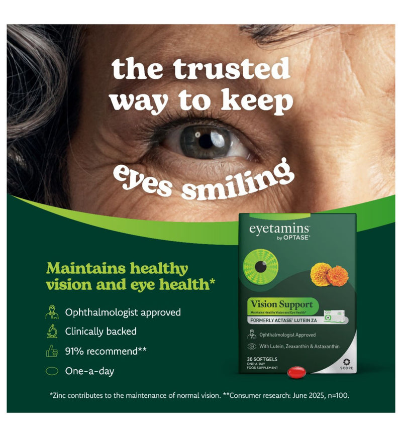 Optase eye supplement vision support 30 softgels (British brand)