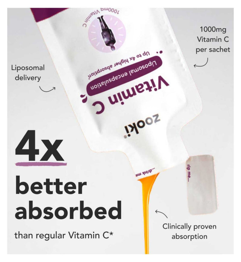 Zooki Liposomal Vitamin C supplement acai berry flavour 30 sachets, UK version