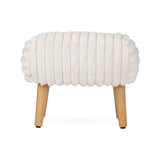 CuddleCo cream faux fur foot stool 46x35x35cm (British brand)