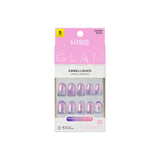 KISS Glam Shimmer press-on nails pink short round 32 count, imported from the UK