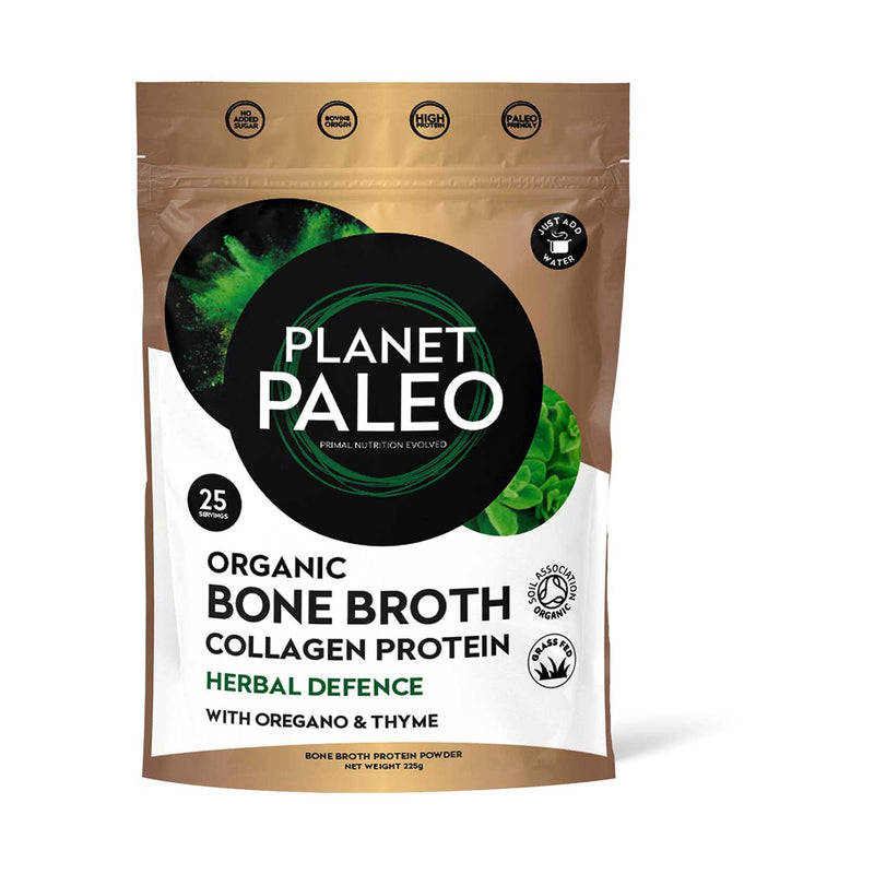 Planet Paleo Herbal Defence bone broth powder 225g, UK version
