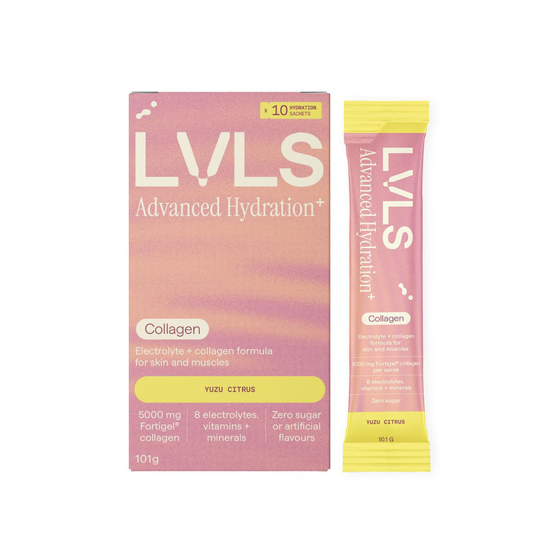 LVLS collagen electrolyte powder yuzu citrus 10 pack - British product