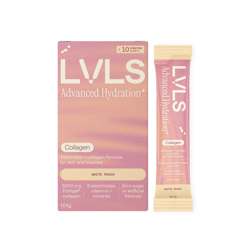 LVLS Collagen Electrolyte Powder White Peach 10 Pack - British product