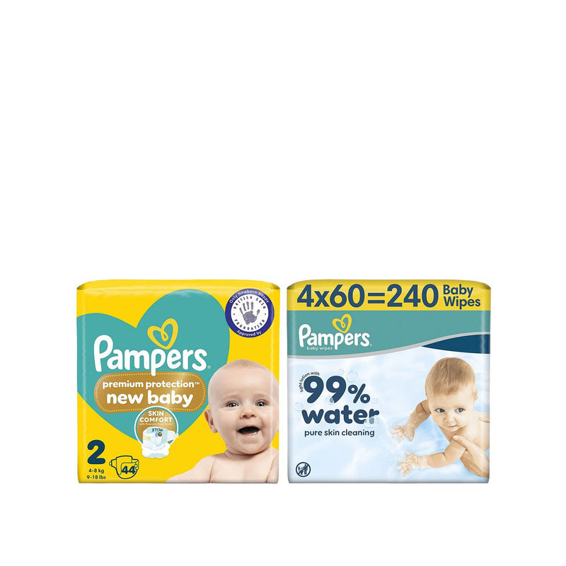 Pampers nappies and wipes bundle Size 2 44 count, imported from the UK